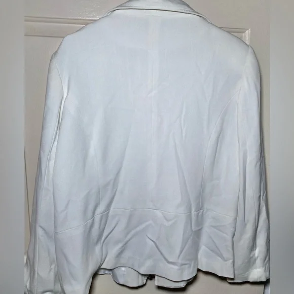 Vintage White Sag Harbor Women’s Stretch Zip Up Blazer Jacket Petite L/XL - Picture 3 of 4